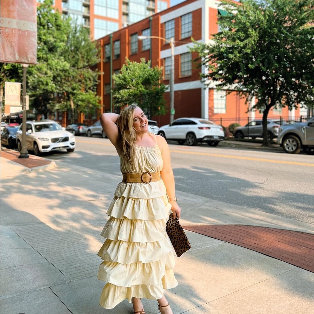 English Factory Cream Ruffled Maxi Dress